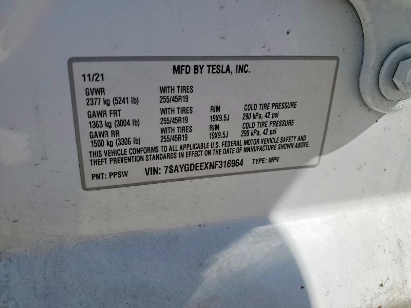 Продаж на аукціоні авто 2022 Tesla Model Y, vin: 7SAYGDEEXNF316964, номер лоту: 77108745