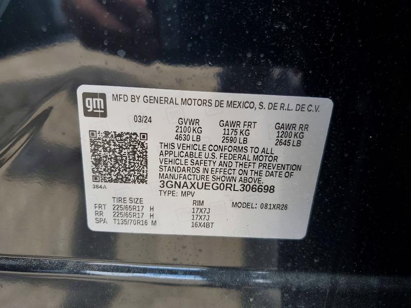 Aukcja sprzedaży 2024 Chevrolet Equinox, vin: 3GNAXUEG0RL306698, numer aukcji: 77463485