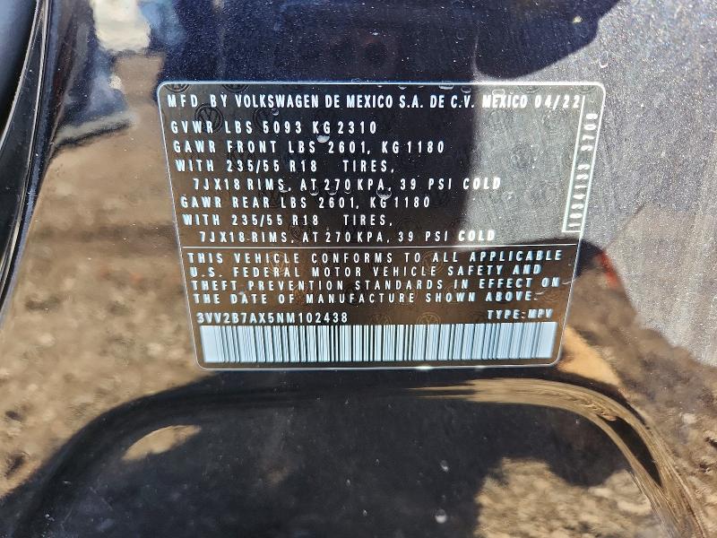 Продажа на аукционе авто 2022 Volkswagen Tiguan, vin: 3VV2B7AX5NM102438, номер лота: 76023215