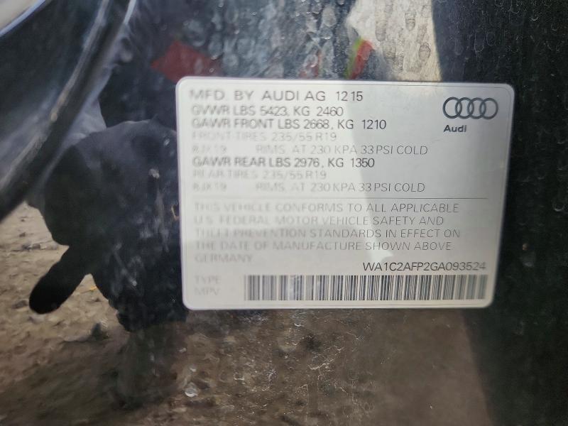 76973545 :رقم المزاد ، WA1C2AFP2GA093524 vin ، 2016 Audi Q5 مزاد بيع