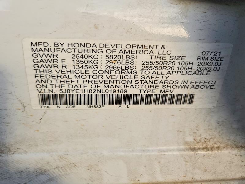 2022 Acura Mdx მანქანა იყიდება აუქციონზე, vin: 5J8YE1H82NL019189, აუქციონის ნომერი: 78831455