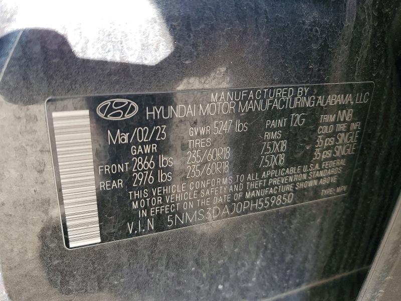 Продаж на аукціоні авто 2023 Hyundai Santa Fe, vin: 5NMS3DAJ0PH559850, номер лоту: 76232065