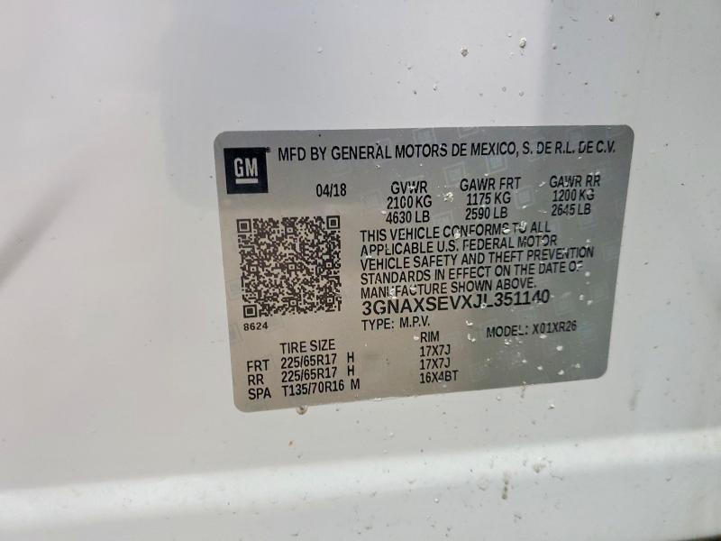 75734605 :رقم المزاد ، 3GNAXSEVXJL351140 vin ، 2018 Chevrolet Equinox مزاد بيع