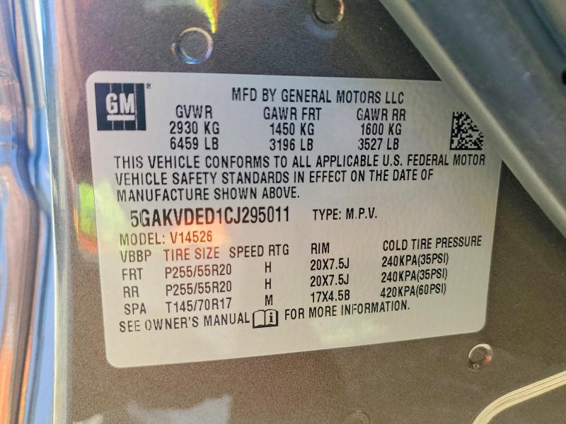 Продажа на аукционе авто 2012 Buick Enclave, vin: 5GAKVDED1CJ295011, номер лота: 77882495