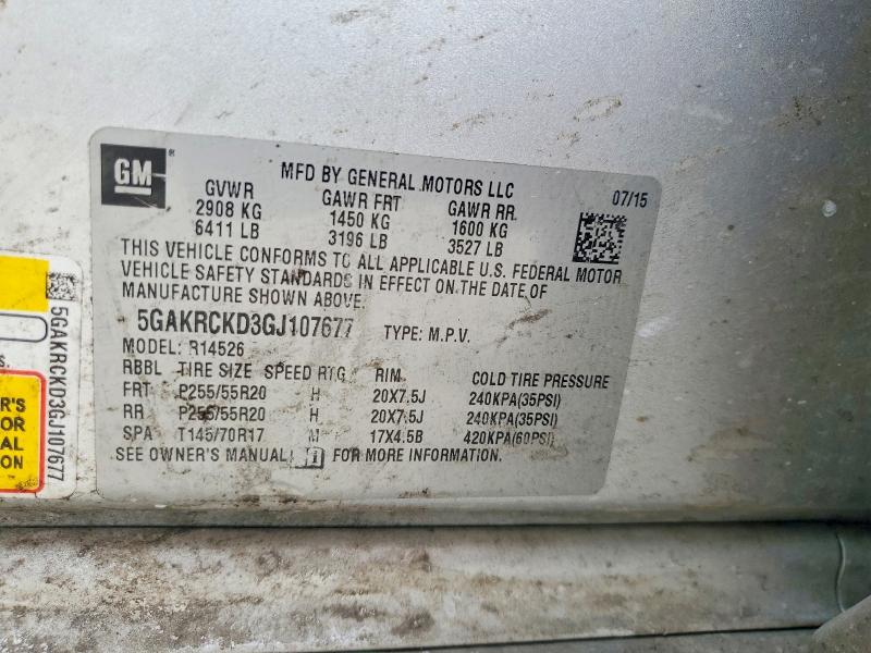 Продаж на аукціоні авто 2016 Buick Enclave, vin: 5GAKRCKD3GJ107677, номер лоту: 77150105