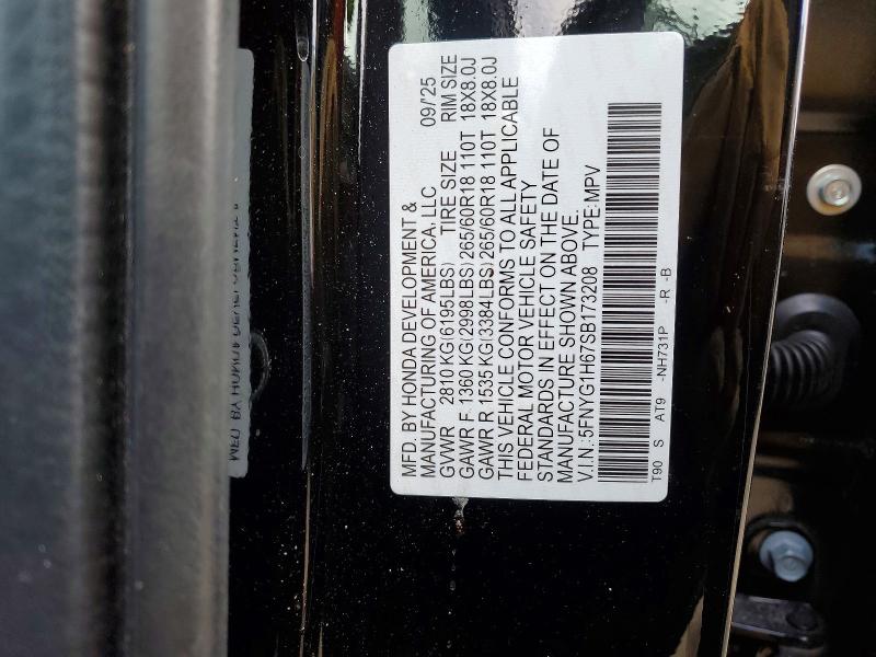 Продажа на аукционе авто 2025 Honda Pilot, vin: 5FNYG1H67SB173208, номер лота: 78640465