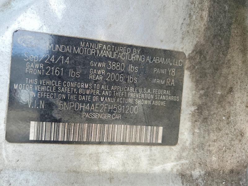 76734295 :رقم المزاد ، 5NPDH4AE2FH591200 vin ، 2015 Hyundai Elantra مزاد بيع