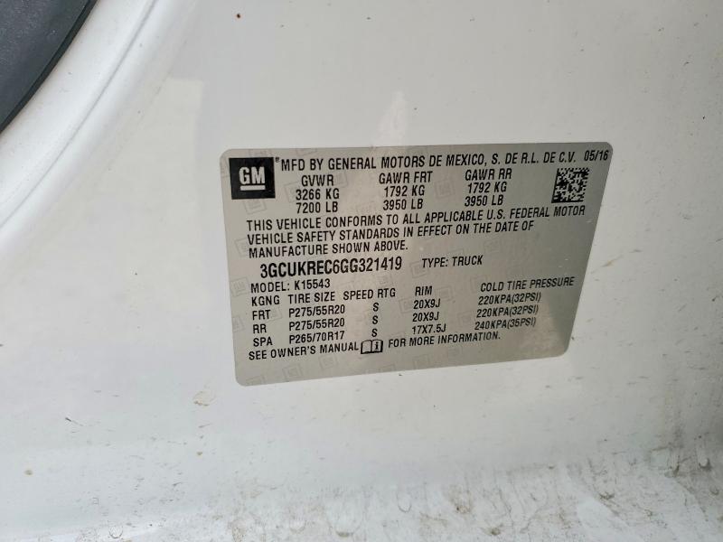 2016 Chevrolet Silverado მანქანა იყიდება აუქციონზე, vin: 3GCUKREC6GG321419, აუქციონის ნომერი: 78447135