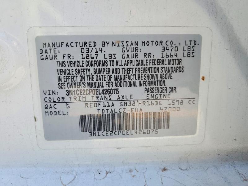 Продаж на аукціоні авто 2014 Nissan Versa Note, vin: 3N1CE2CP0EL426075, номер лоту: 78365965