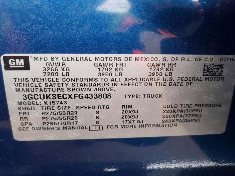 Auction sale of the 2015 Chevrolet Silverado, vin: 3GCUKSECXFG433808, lot number: 75994005