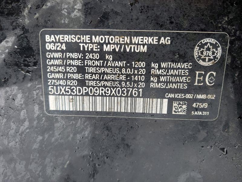 Aukcja sprzedaży 2024 Bmw X3, vin: 5UX53DP09R9X03761, numer aukcji: 75475395