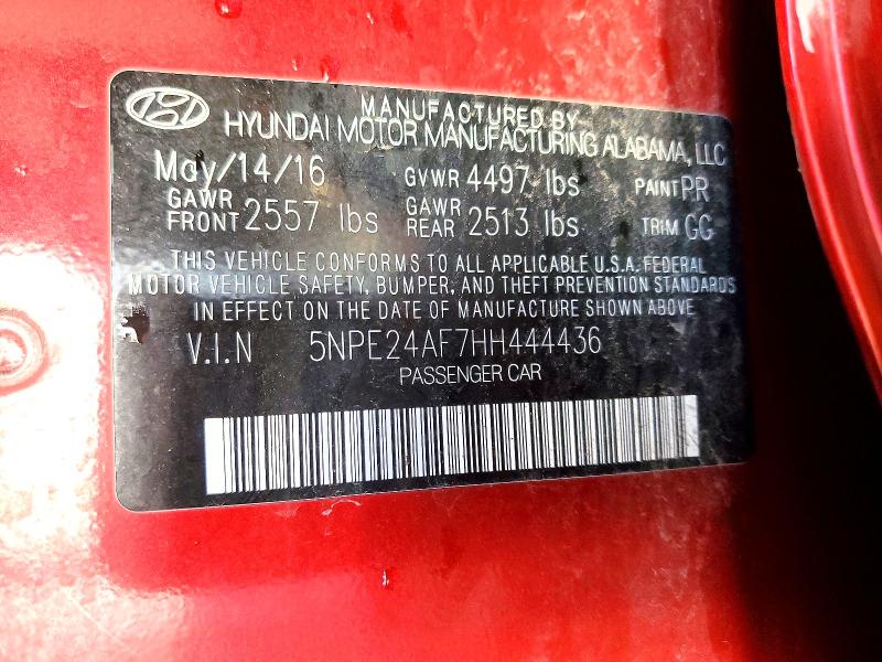 Aukcja sprzedaży 2017 Hyundai Sonata, vin: 5NPE24AF7HH444436, numer aukcji: 76243575