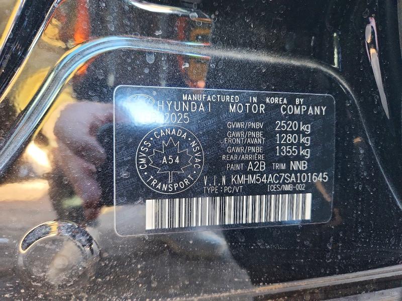 2025 Hyundai Ioniq 6 მანქანა იყიდება აუქციონზე, vin: KMHM54AC7SA101645, აუქციონის ნომერი: 76977915