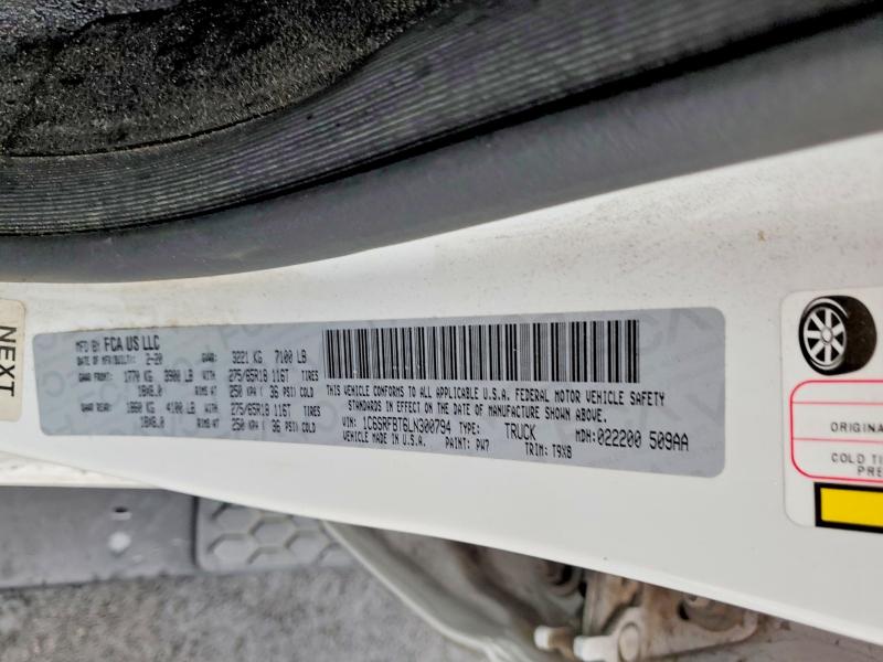 78243305 :رقم المزاد ، 1C6SRFBT6LN300794 vin ، 2020 Ram 1500 مزاد بيع