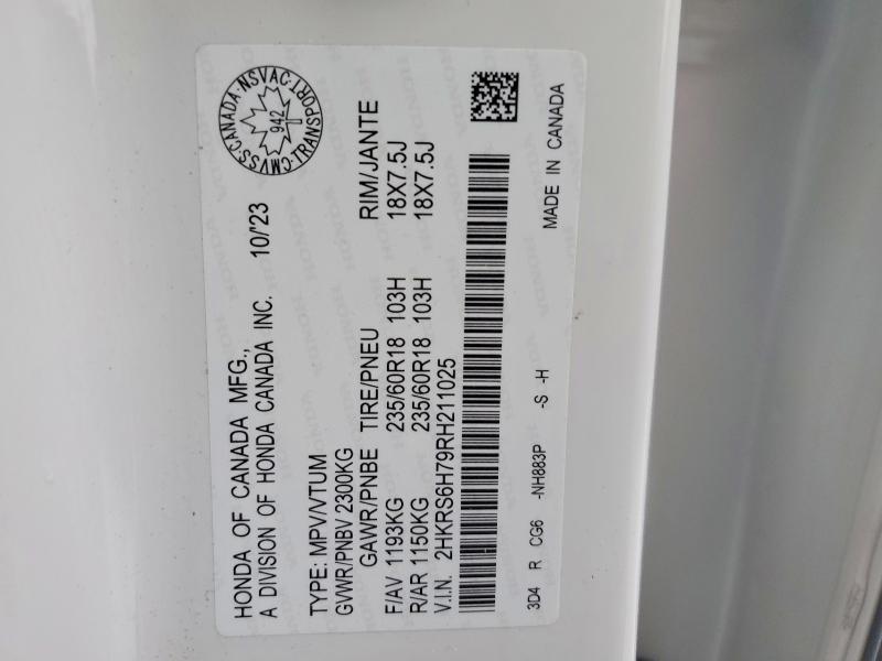 74035975 :رقم المزاد ، 2HKRS6H79RH211025 vin ، 2024 Honda Cr-v مزاد بيع