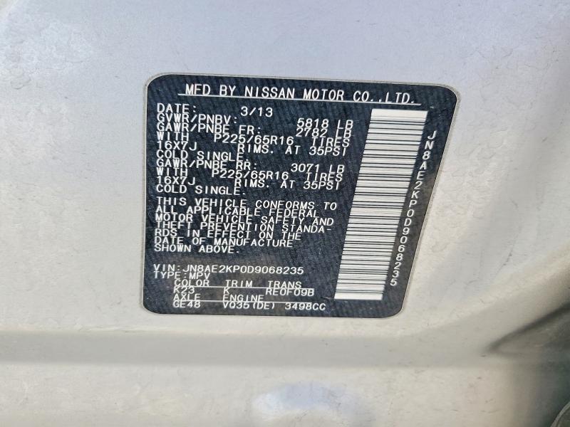 Продаж на аукціоні авто 2013 Nissan Quest, vin: JN8AE2KP0D9068235, номер лоту: 78665765