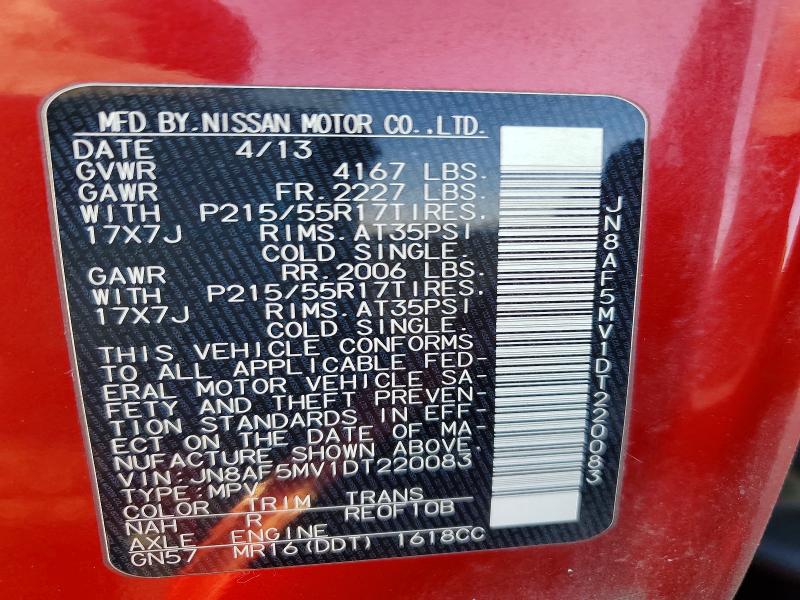 Продаж на аукціоні авто 2013 Nissan Juke, vin: JN8AF5MV1DT220083, номер лоту: 77701415