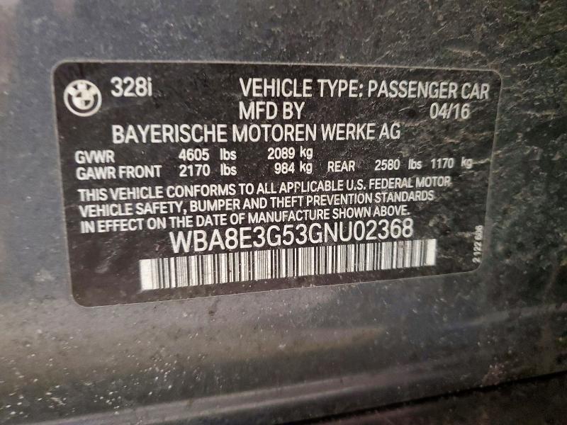 Продаж на аукціоні авто 2016 Bmw 328, vin: WBA8E3G53GNU02368, номер лоту: 77763365