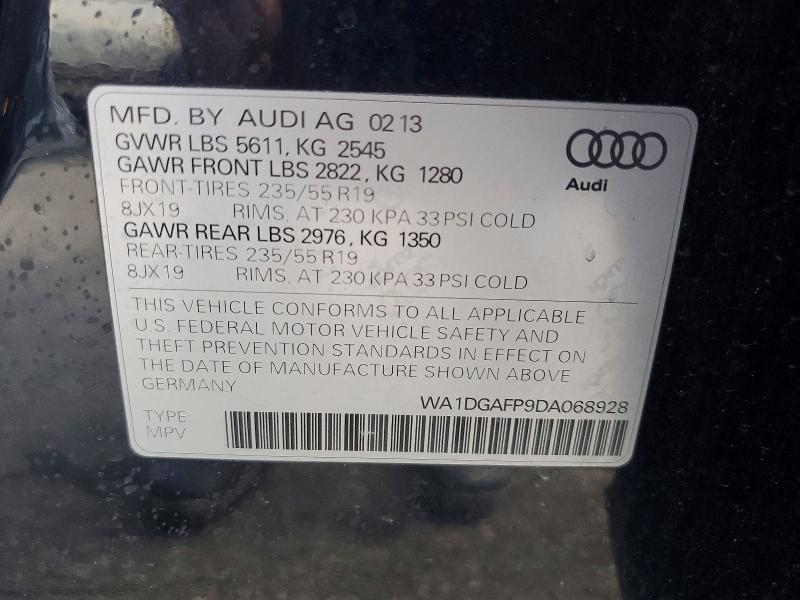 78631465 :رقم المزاد ، WA1DGAFP9DA068928 vin ، 2013 Audi Q5 Premium مزاد بيع