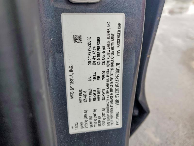 Продажа на аукционе авто 2023 Tesla Model 3, vin: 5YJ3E1EA4PF700170, номер лота: 78132805