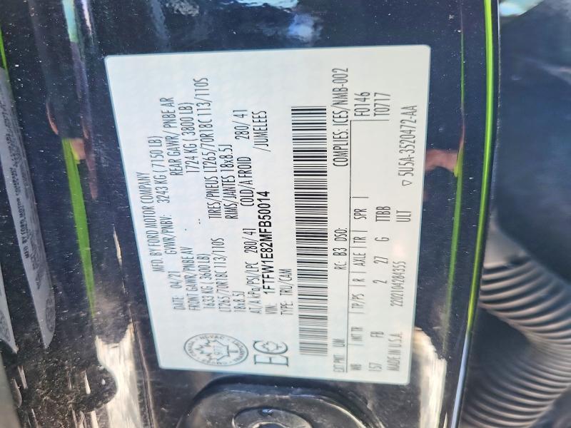 Aukcja sprzedaży 2021 Ford F150, vin: 1FTFW1E82MFB50014, numer aukcji: 73261265