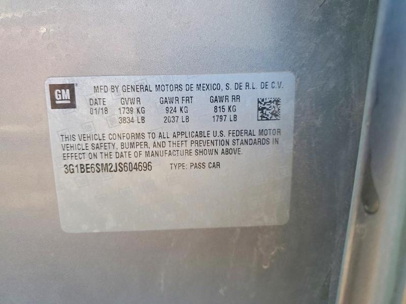 77213385 :رقم المزاد ، 3G1BE6SM2JS604696 vin ، 2018 Chevrolet Cruze مزاد بيع