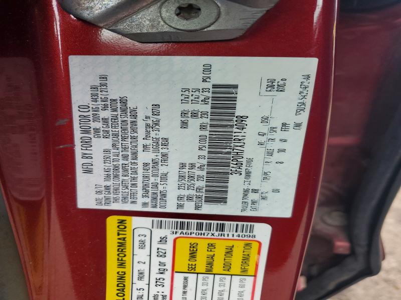 Aukcja sprzedaży 2018 Ford Fusion, vin: 3FA6P0H7XJR114098, numer aukcji: 78297605