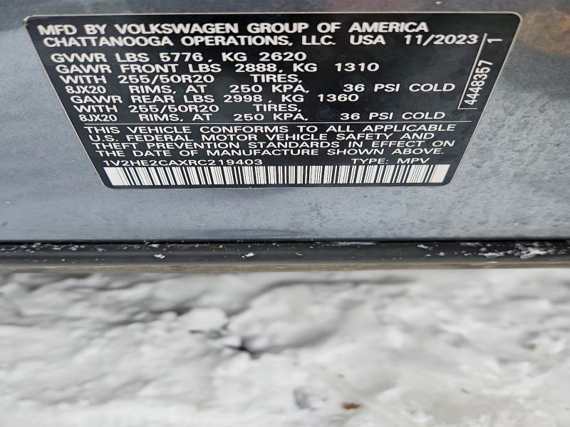 74832435 :رقم المزاد ، 1V2HE2CAXRC219403 vin ، 2024 Volkswagen Atlas Cross Sport مزاد بيع