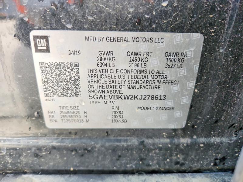 Aukcja sprzedaży 2019 Buick Enclave, vin: 5GAEVBKW2KJ278613, numer aukcji: 77534345