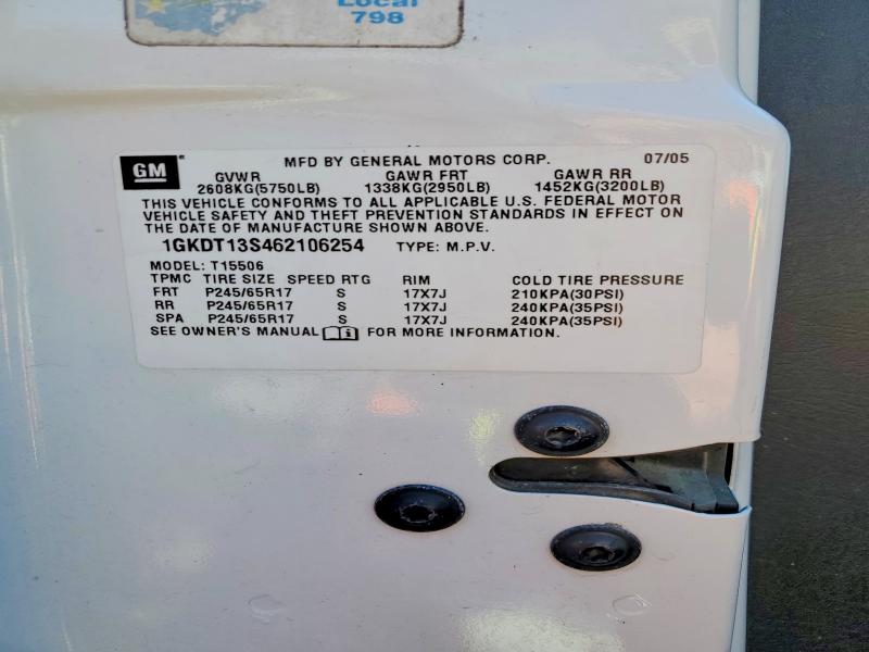 76894855 :رقم المزاد ، 1GKDT13S462106254 vin ، 2006 Gmc Envoy مزاد بيع