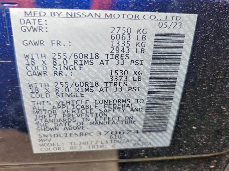 Aukcja sprzedaży 2023 Infiniti Qx60, vin: 5N1DL1ES8PC370674, numer aukcji: 76074545