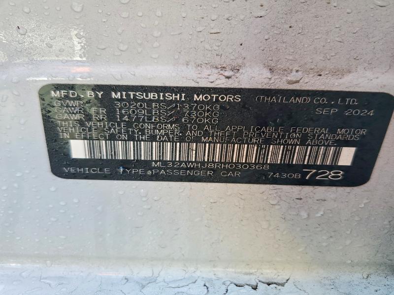 Продаж на аукціоні авто 2024 Mitsubishi Mirage, vin: ML32AWHJ8RH030368, номер лоту: 77411245