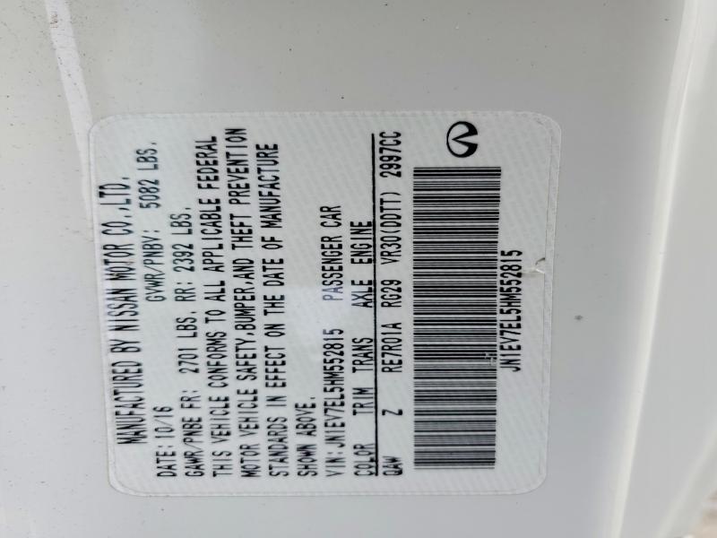 77807825 :رقم المزاد ، JN1EV7EL5HM552815 vin ، 2017 Infiniti Q60 مزاد بيع