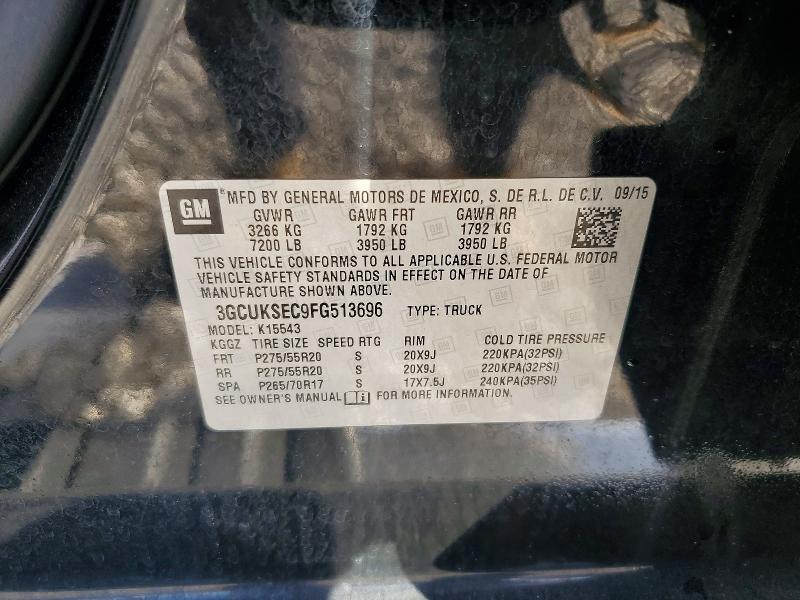 2015 Chevrolet Silverado მანქანა იყიდება აუქციონზე, vin: 3GCUKSEC9FG513696, აუქციონის ნომერი: 73420505