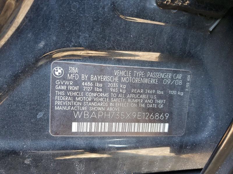 Продажа на аукционе авто 2009 Bmw 328, vin: WBAPH735X9E126869, номер лота: 75602095