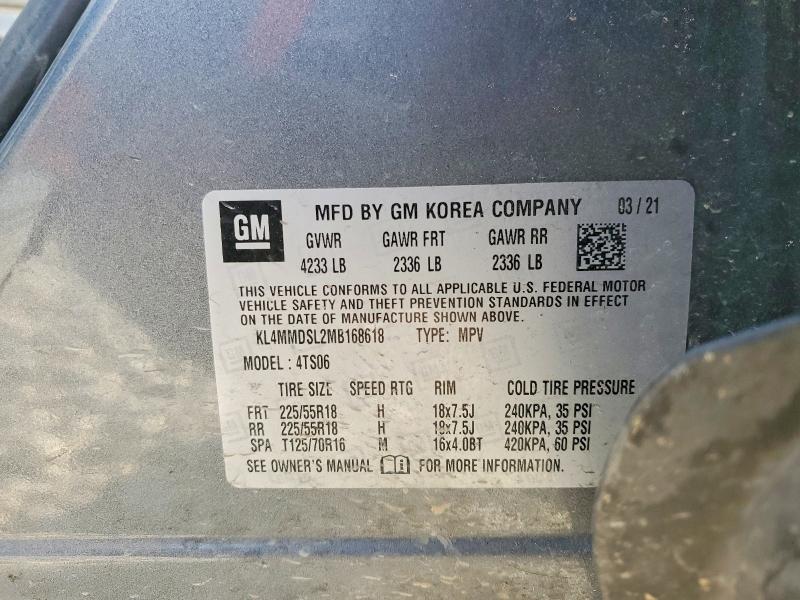 2021 Buick Encore Gx მანქანა იყიდება აუქციონზე, vin: KL4MMDSL2MB168618, აუქციონის ნომერი: 75090685