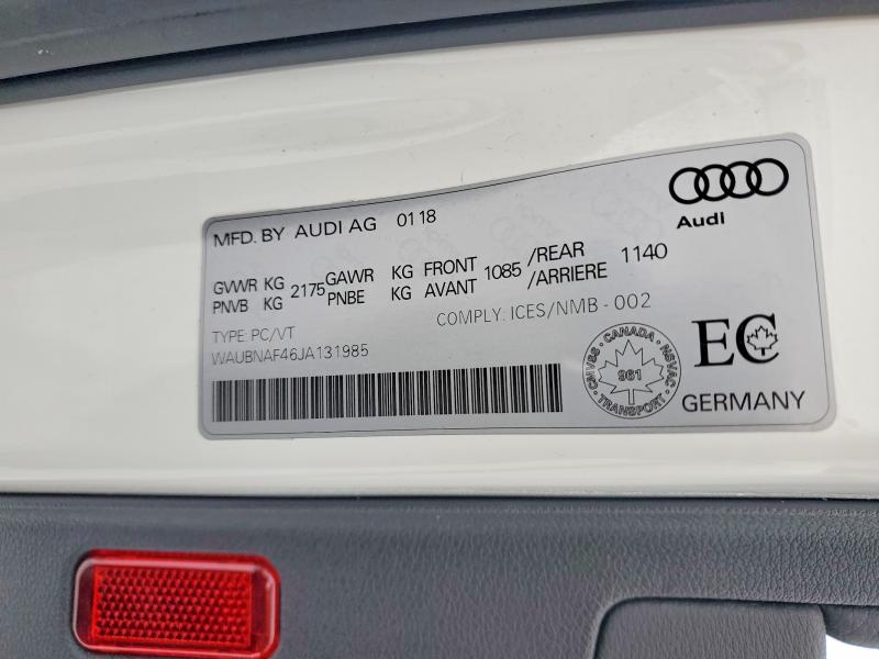 Aukcja sprzedaży 2018 Audi A4, vin: WAUBNAF46JA131985, numer aukcji: 74198915