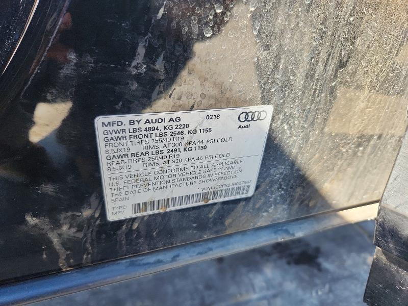 77659885 :رقم المزاد ، WA1JCCFS2JR027942 vin ، 2018 Audi Q3 مزاد بيع