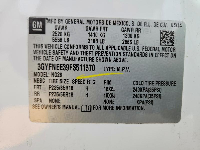 Продаж на аукціоні авто 2015 Cadillac Srx, vin: 3GYFNEE39FS511570, номер лоту: 77675535