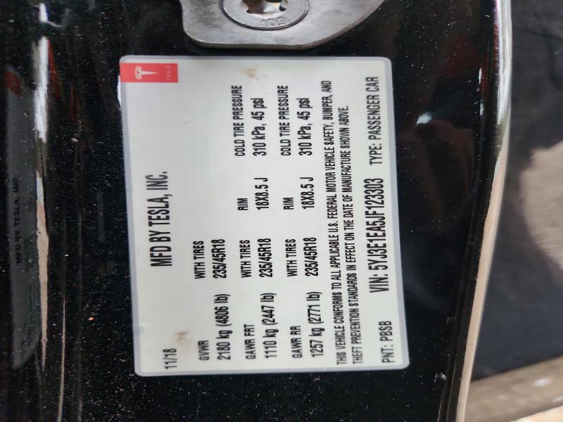 Продажа на аукционе авто 2018 Tesla Model 3, vin: 5YJ3E1EA5JF123303, номер лота: 75460815