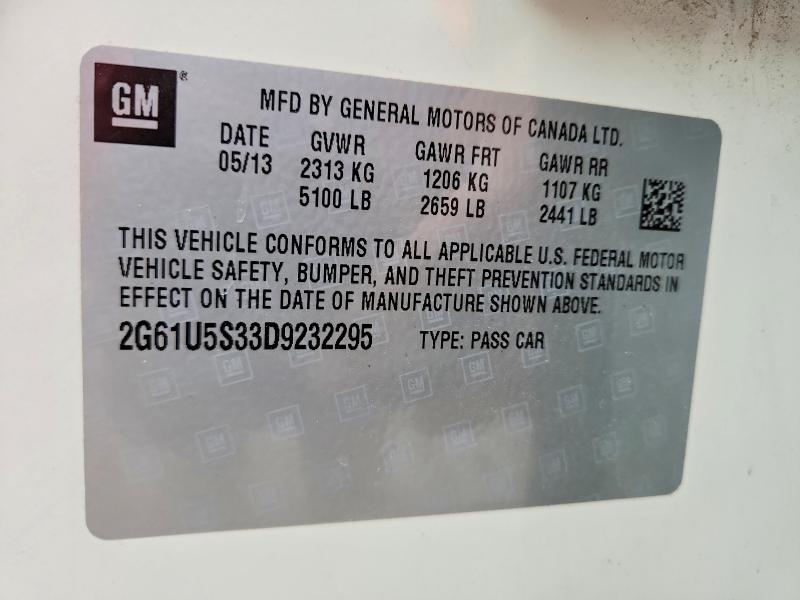 75876935 :رقم المزاد ، 2G61U5S33D9232295 vin ، 2013 Cadillac Xts Platin مزاد بيع