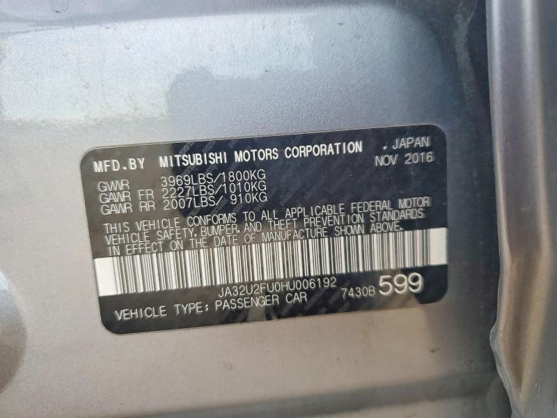 Продаж на аукціоні авто 2017 Mitsubishi Lancer, vin: JA32U2FU0HU006192, номер лоту: 77754295