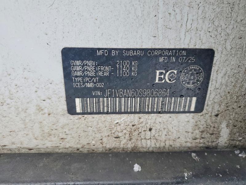Aukcja sprzedaży 2025 Subaru Wrx, vin: JF1VBAN60S9806864, numer aukcji: 76562225