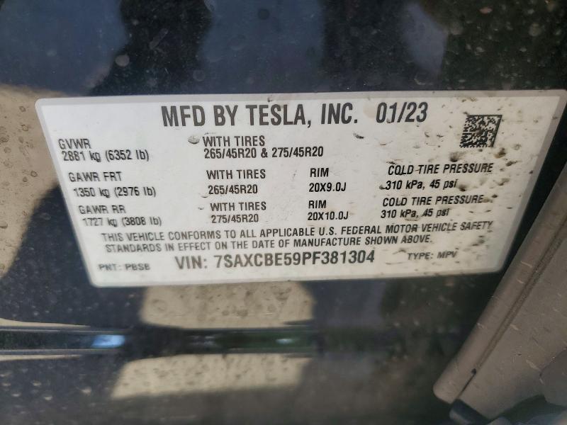 Aukcja sprzedaży 2023 Tesla Model X, vin: 7SAXCBE59PF381304, numer aukcji: 77020695