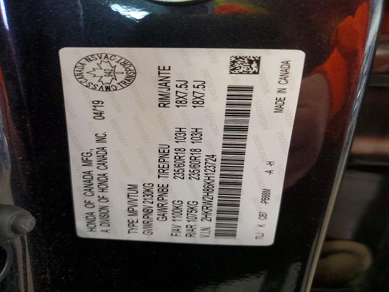 76982815 :رقم المزاد ، 2HKRW2H86KH123724 vin ، 2019 Honda Cr-v مزاد بيع