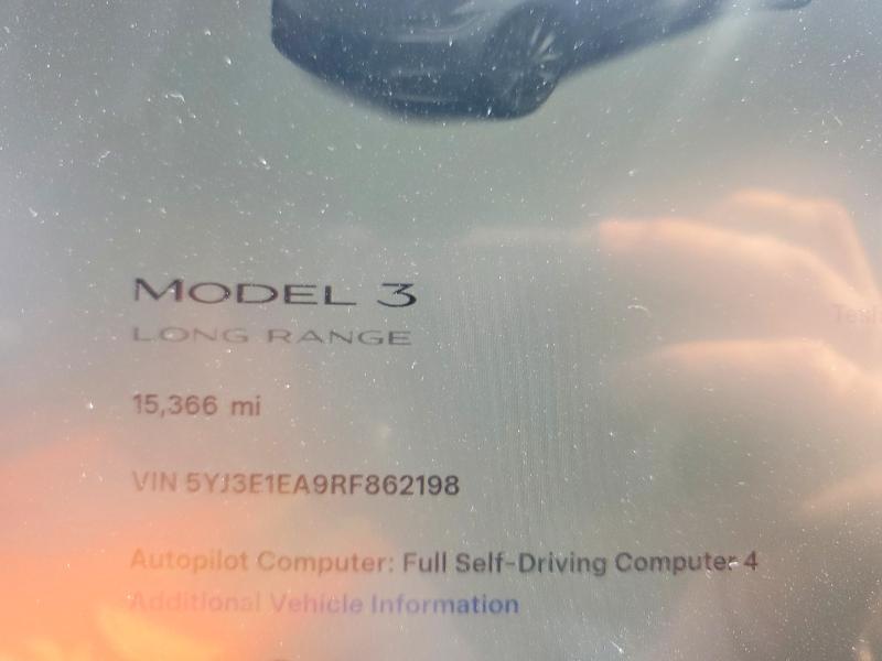2024 Tesla Model 3 მანქანა იყიდება აუქციონზე, vin: 5YJ3E1EA9RF862198, აუქციონის ნომერი: 74053235