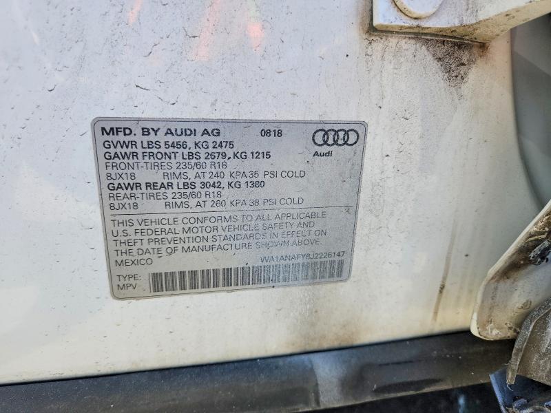 77595955 :رقم المزاد ، WA1ANAFY6J2226147 vin ، 2018 Audi Q5 مزاد بيع