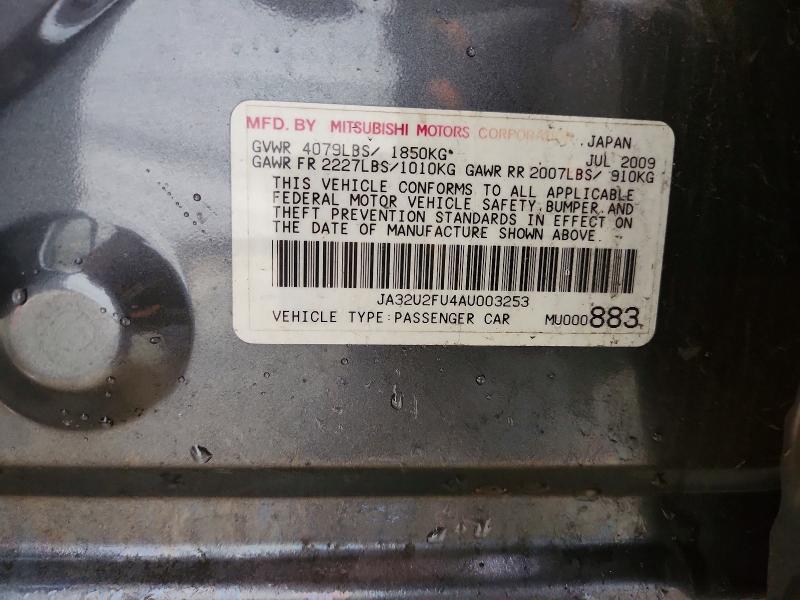 Aukcja sprzedaży 2010 Mitsubishi Lancer Es/, vin: JA32U2FU4AU003253, numer aukcji: 78102755