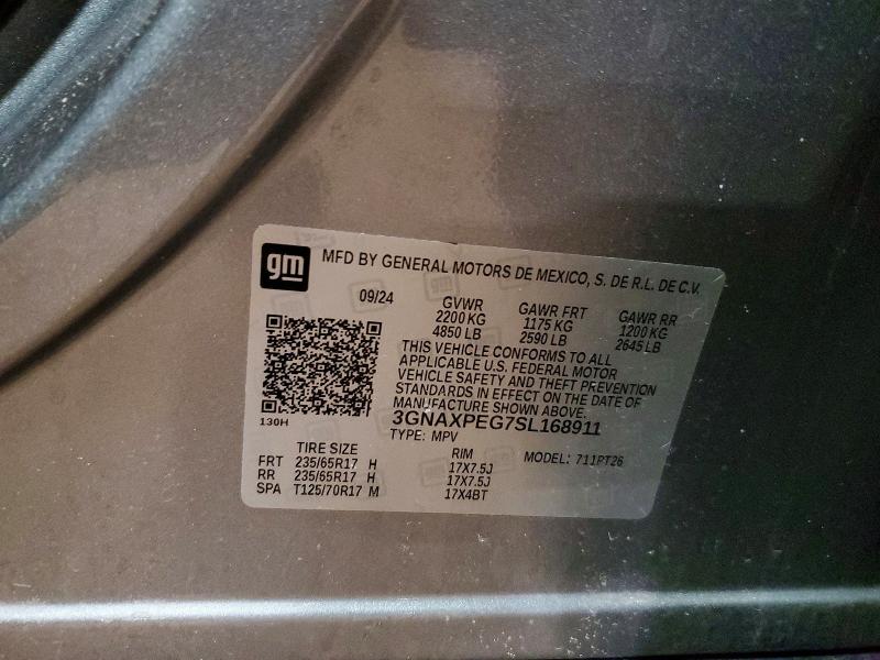 Aukcja sprzedaży 2025 Chevrolet Equinox, vin: 3GNAXPEG7SL168911, numer aukcji: 79096075