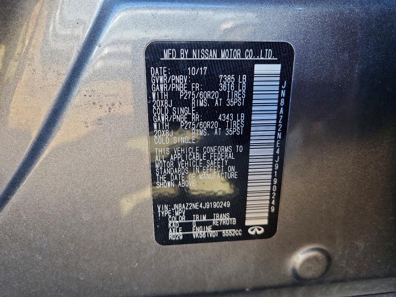 Aukcja sprzedaży 2018 Infiniti Qx80, vin: JN8AZ2NE4J9190249, numer aukcji: 78352455
